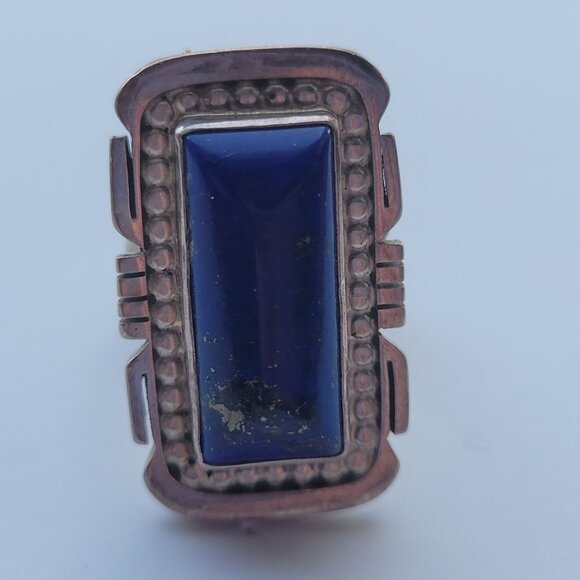 Vintage Sterling Silver & Lapis Lazuli Statement Ring D Livingston - Picture 5 of 15